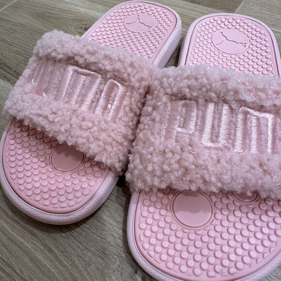 Puma Pink Cool Cat Sherpa Slide Sandals - Picture 6 of 9